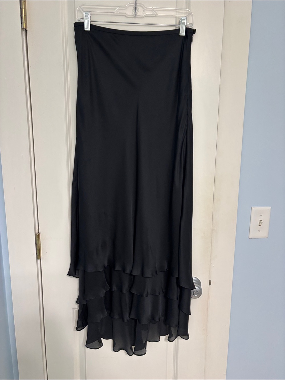 Ann Taylor Black Tiered Ruffle Maxi Skirt - Silk Lined